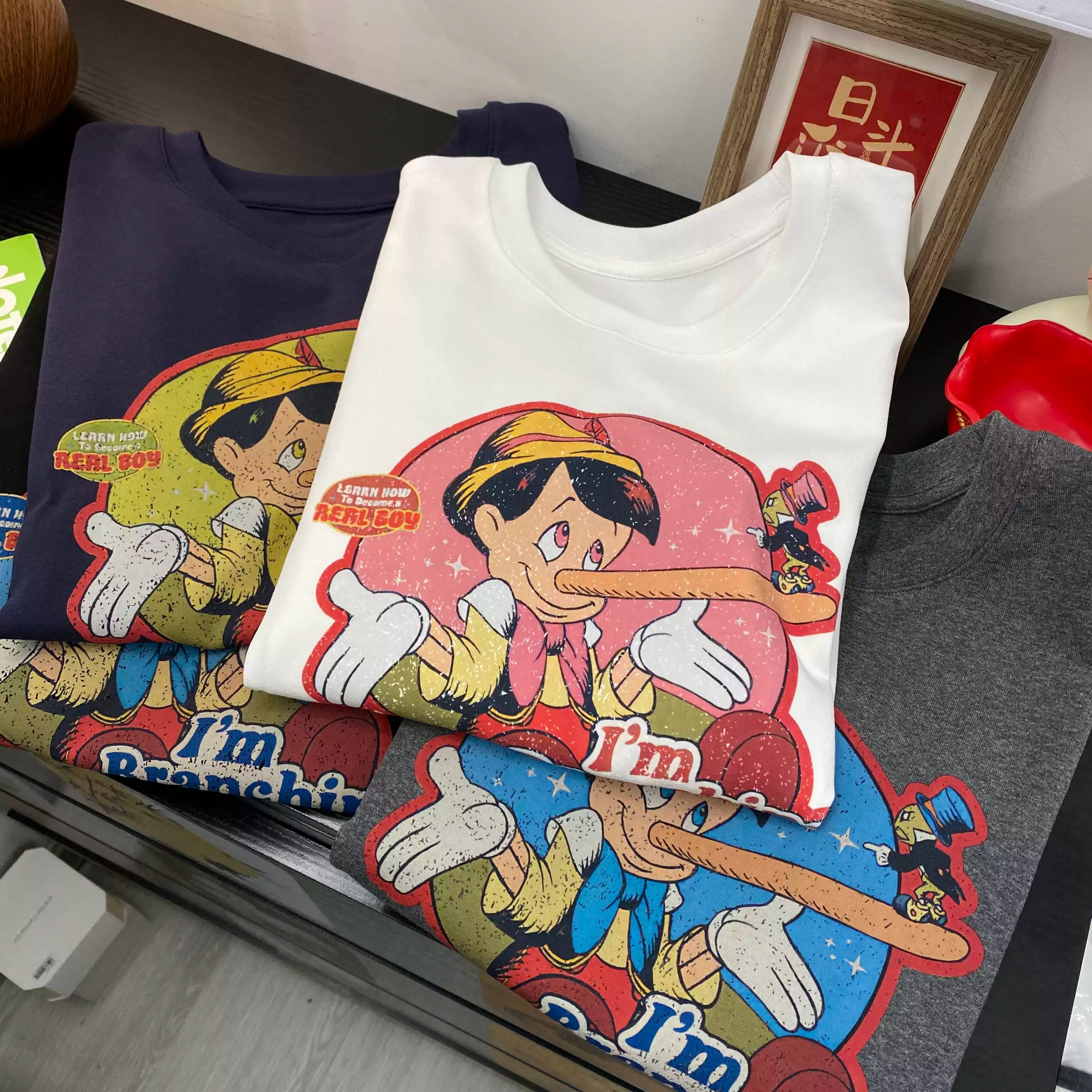 Vintage Pinocchio Graphic Cotton T-Shirt | Oversized Front & Back Print Tee