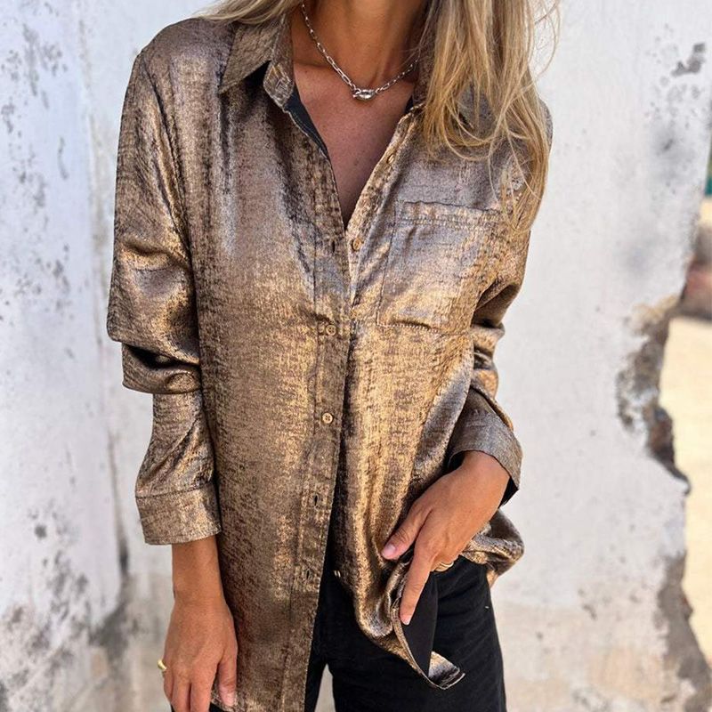 Women's casual fashion turn-down collar shirt