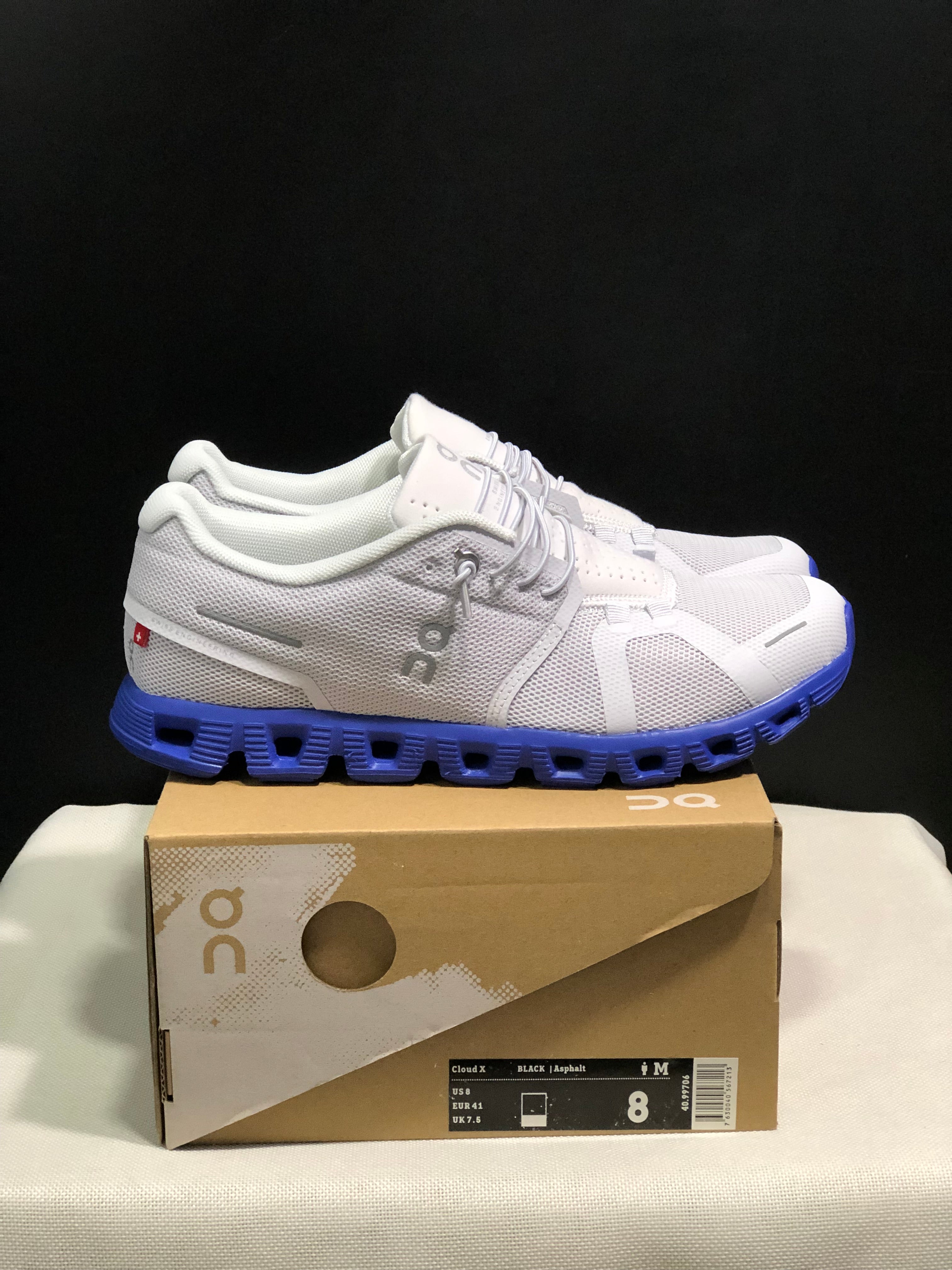 On Cloud 5 fog white + blue